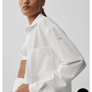 ALO Yoga Dreamscape White Long Sleeve Blouse